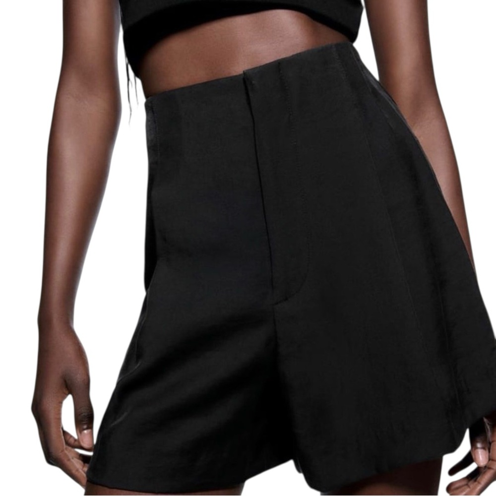 Zara Black High-Waist Bermuda Shorts